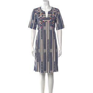 Warm NY Ikat Cotton Embroidered Boho Dress Size Medium